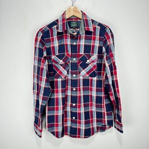 J.Crew Heavyweight Flannel Shirt Men XS Blue Red Plaid